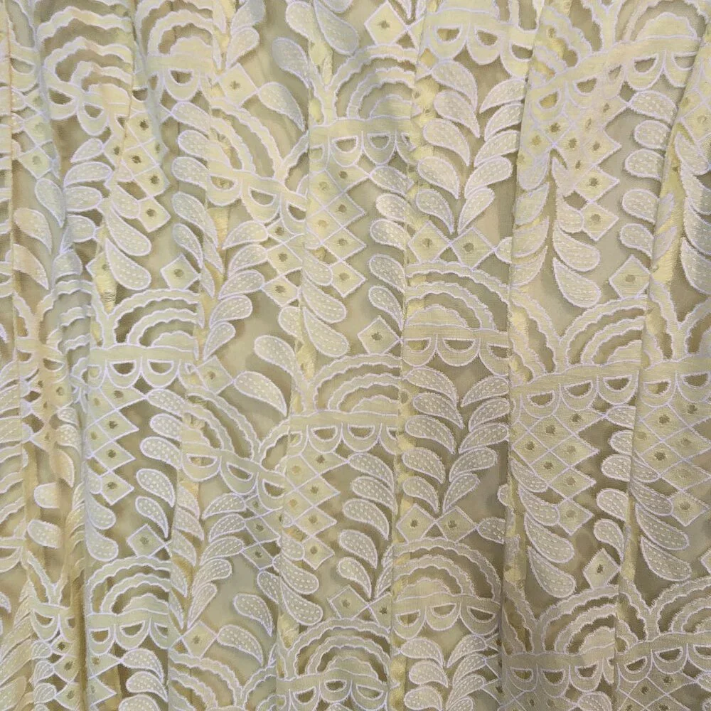 Rabbit Design 3/4 Bell Sleeve Abstract Lace Fit & Flare Dress 10 Yellow - Picture 2 of 8